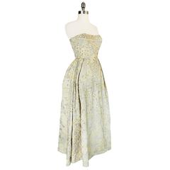 c.1953 Christian Dior Couture Silver & Sequin Fantasy Gown 6