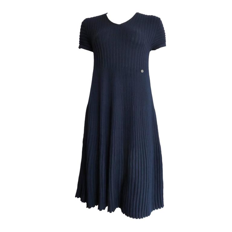 CHANEL PARIS Wool rib-knit day dress For Sale at 1stDibs