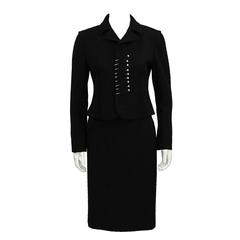 1990's Valentino Black Boucle Suit with Pins 8
