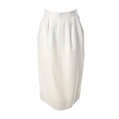 YSL Vintage Skirt Yves Saint Laurent Rive Gauche Winter White Wool Sz 40 As New