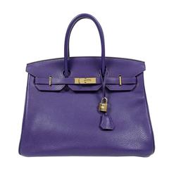Hermès Iris Purple Clemence Leather Birkin Bag- 35 cm GHW