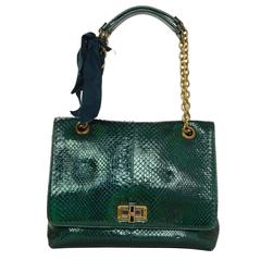 Lanvin Iridescent Green Pyton Happy Bag GHW