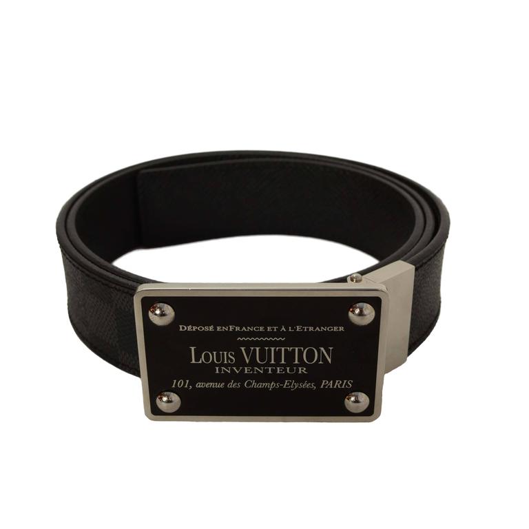 Louis Vuitton 95/38 Reversible Damier Graphite Inventeur Belt Leather  ref.351402 - Joli Closet