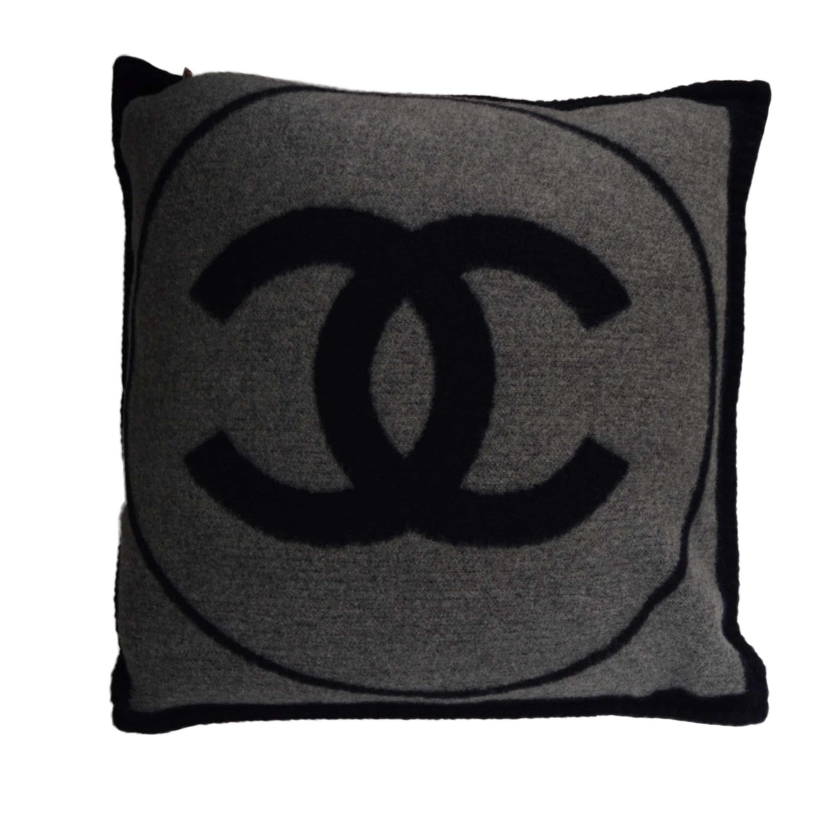 Chanel Grey & Navy Merino CC Pillow