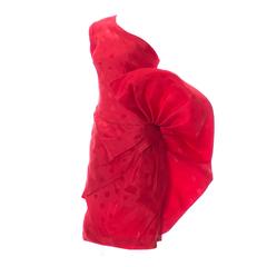 Fernando Pena Vintage Dress 1980s Cherry Red Off Shoulder Show Stopper 10