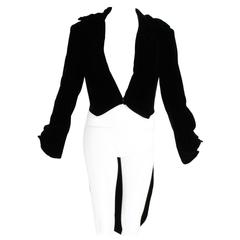 Vintage 1990s OMO Norma Kamali Black Velvet Tailcoat