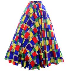 1940s Vintage Skirt in Patchwork Color block Print from Gilbert Adrian Collector 3