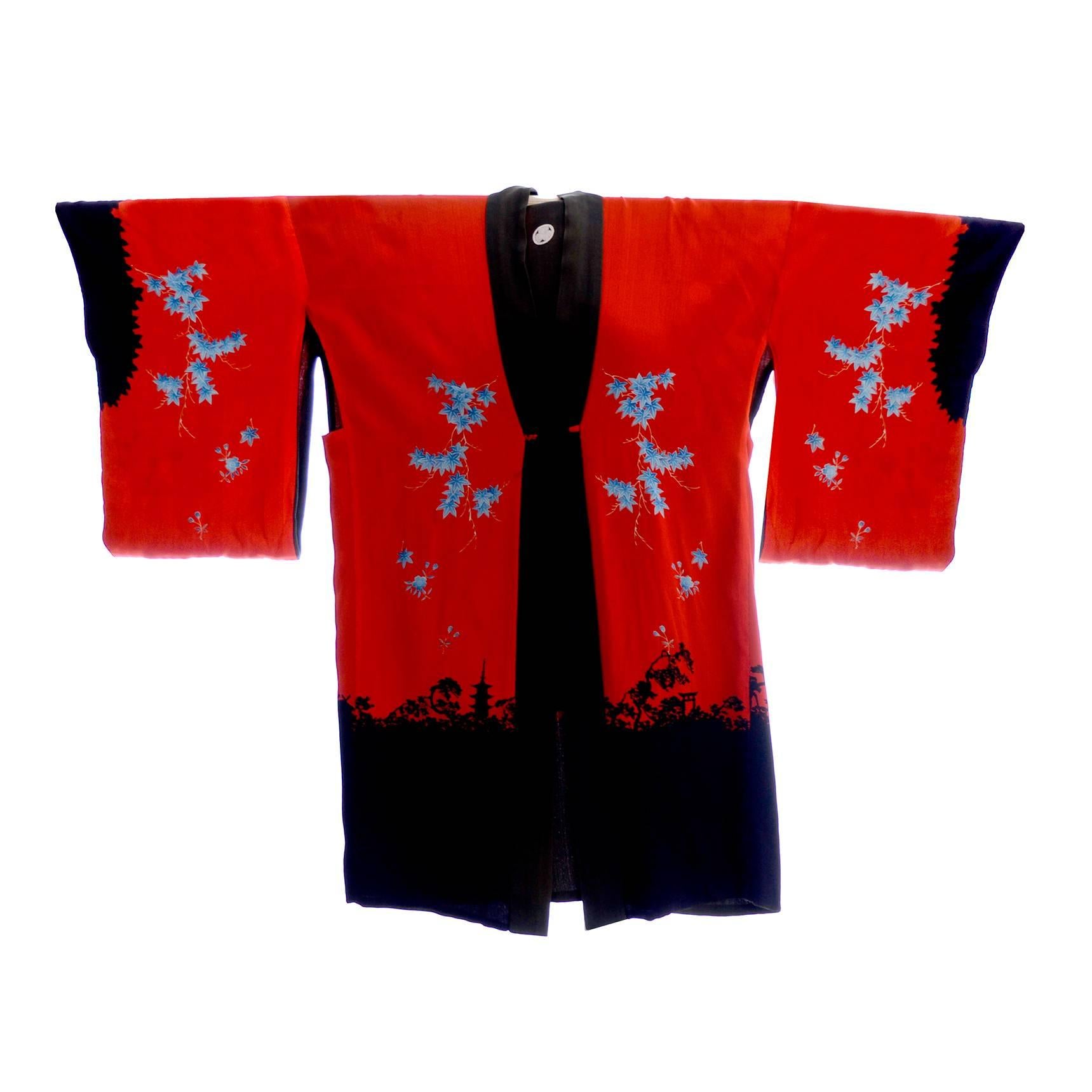 Silk Vintage Kimono Robe From Antique Asian Textile Collector