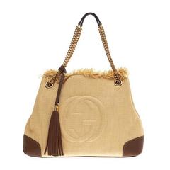 Gucci Soho Umhängetasche Kettenriemen Stroh und Leder Medium