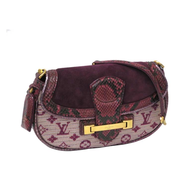 Louis Vuitton Purple Monogram Canvas and Snakeskin Trim Chain Shoulder Bag For Sale at 1stdibs