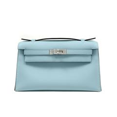 Hermès Blue Atoll Swift Leather Kelly Pochette