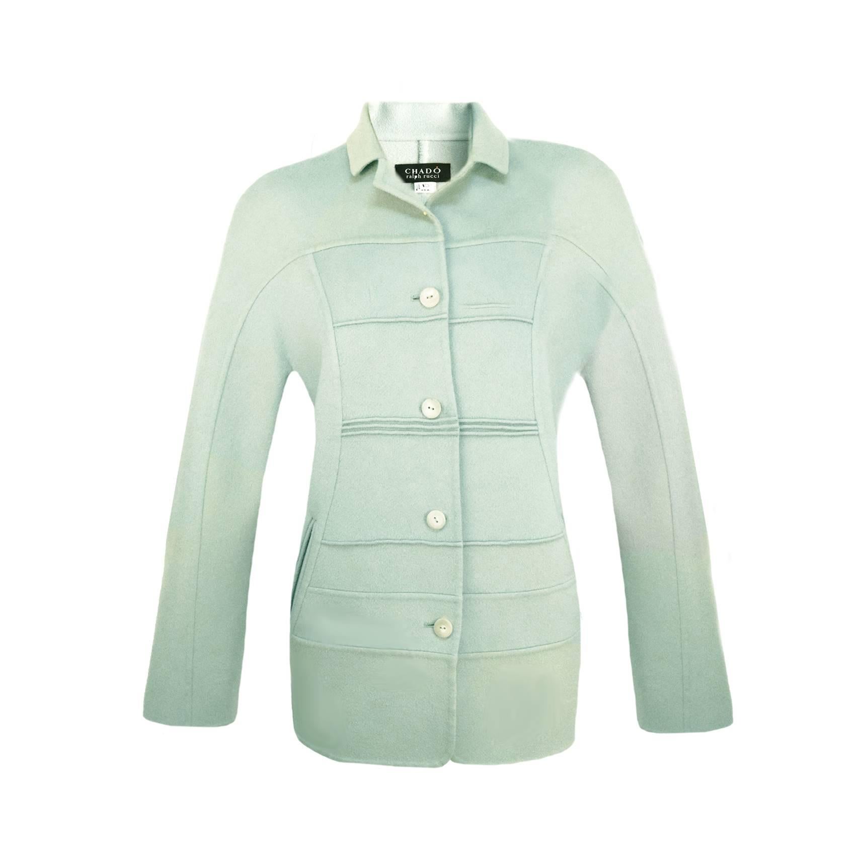 Chado Ralph Rucci Mint Green Cashmere Jacket  For Sale