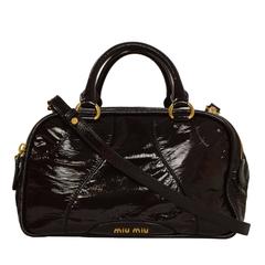 Miu Miu Brown Vinyl Bowler Bag GHW