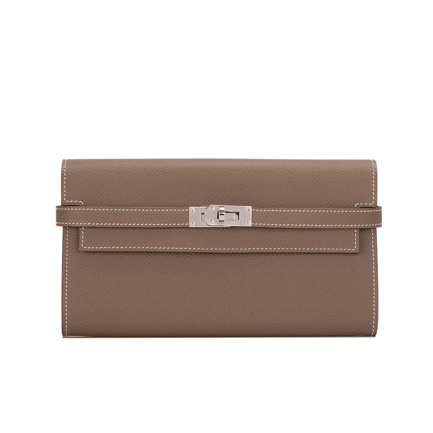 hermes birkin inspired bag - Hermes Etoupe Epsom Kelly Longue Wallet For Sale at 1stdibs