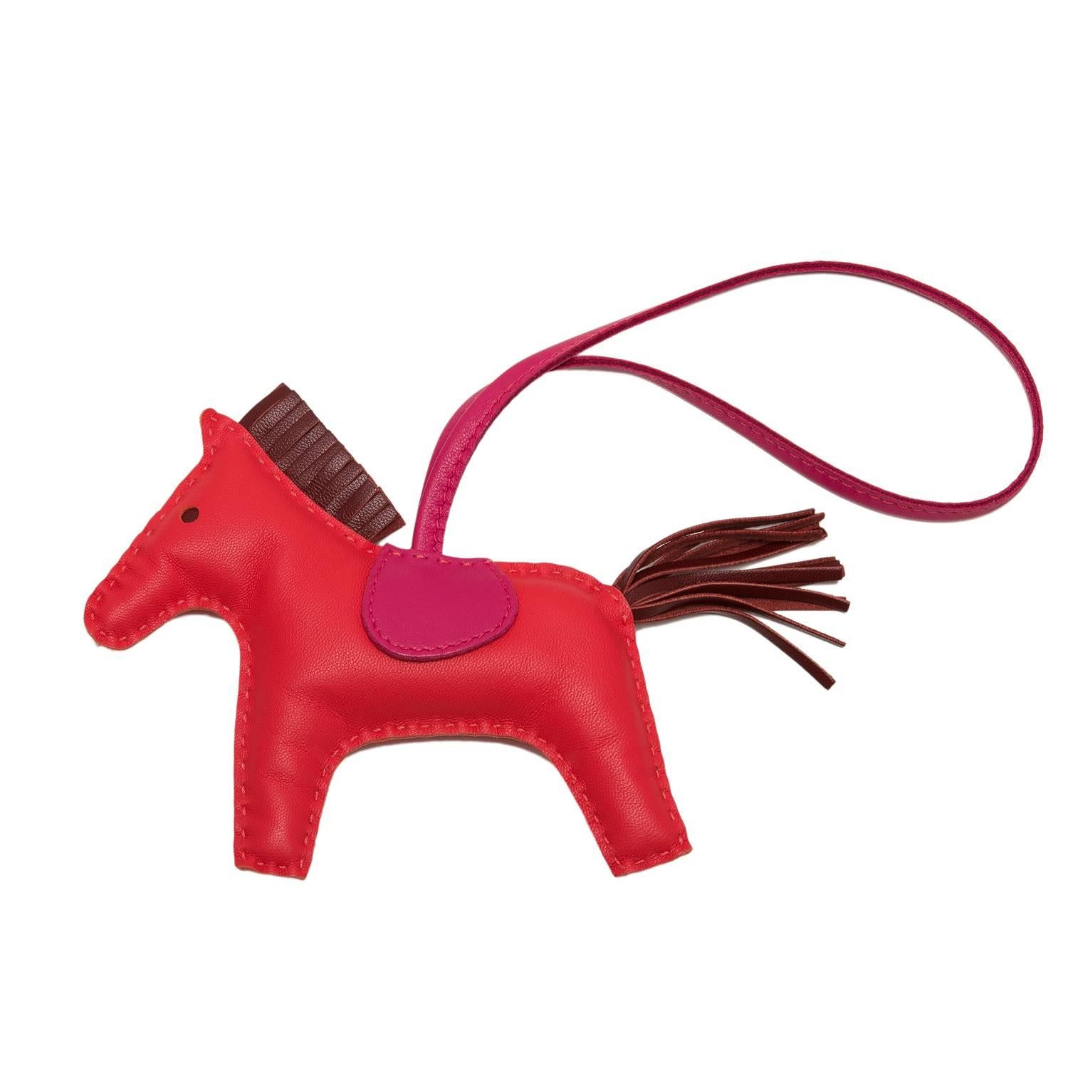 Hermes Rose Jaipur Rodeo Bag Charm MM
