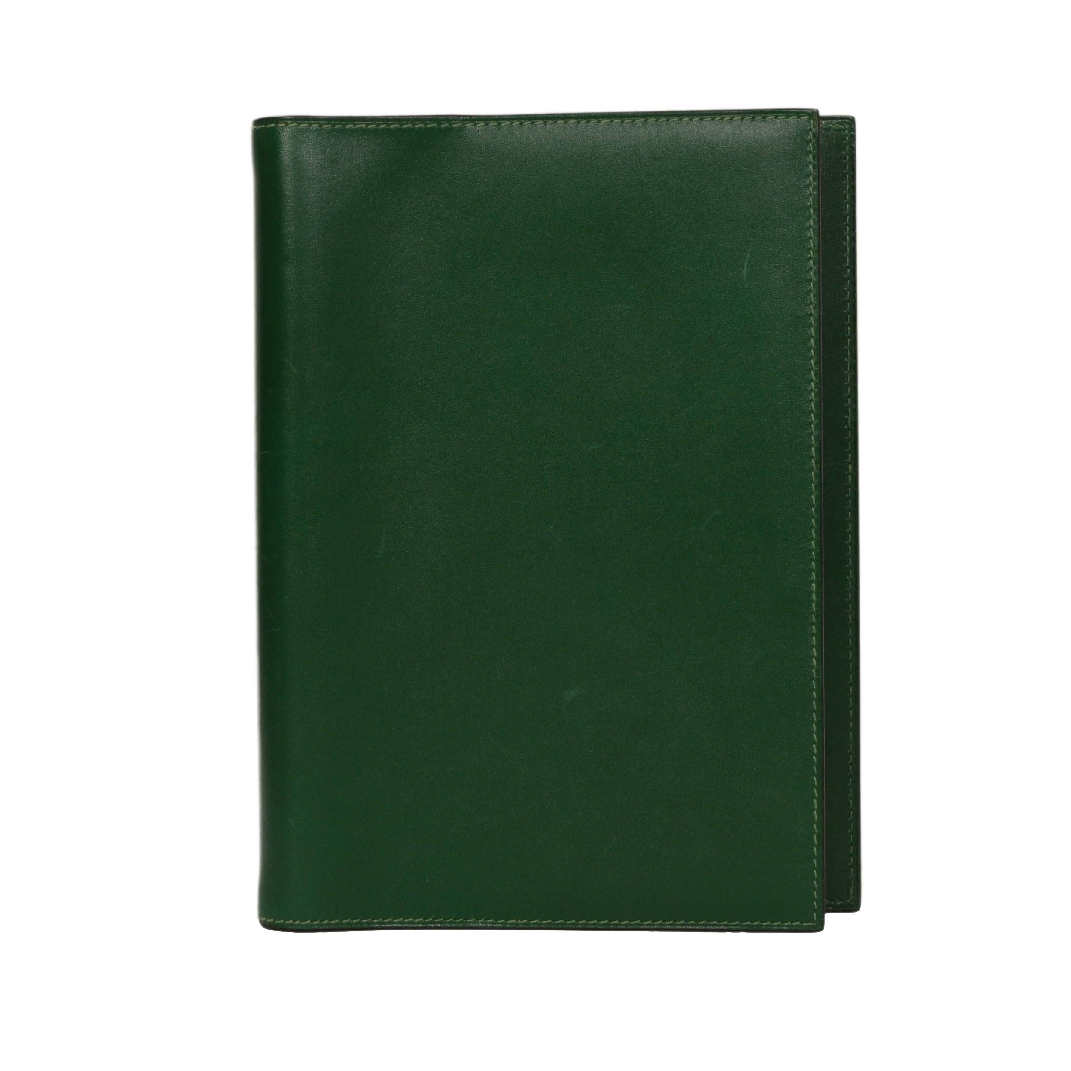 Hermes Green Leather Agenda Cover PHW