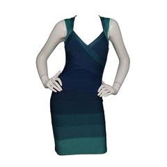 Herve Leger Teal Ombre Bandage Dress sz S