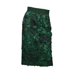 Giambattista Valli Haute Couture Green Floral Lace Pencil Skirt sz 3