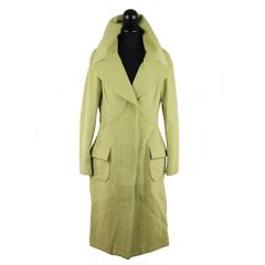 VERSACE  Lime Green Wool Blend COAT Wide Lapels 2005 Fall Collection Sz 40 IT