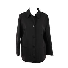 PRADA Italian Black Nylon & Rubber JACKET Button Front SIZE 46 IT 12