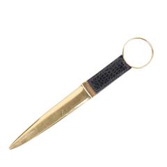GUCCI VINTAGE Gold metal 2in1 LETTER OPENER & MAGNIFYING GLASS Crocodile