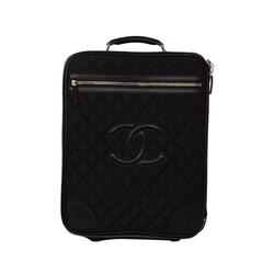 Chanel Black Nylon & Leather CC Wheelie Luggage SHW