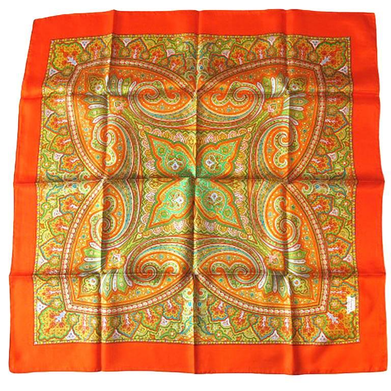 Liberty of London Electric Orange Paisley Print Scarf For Sale