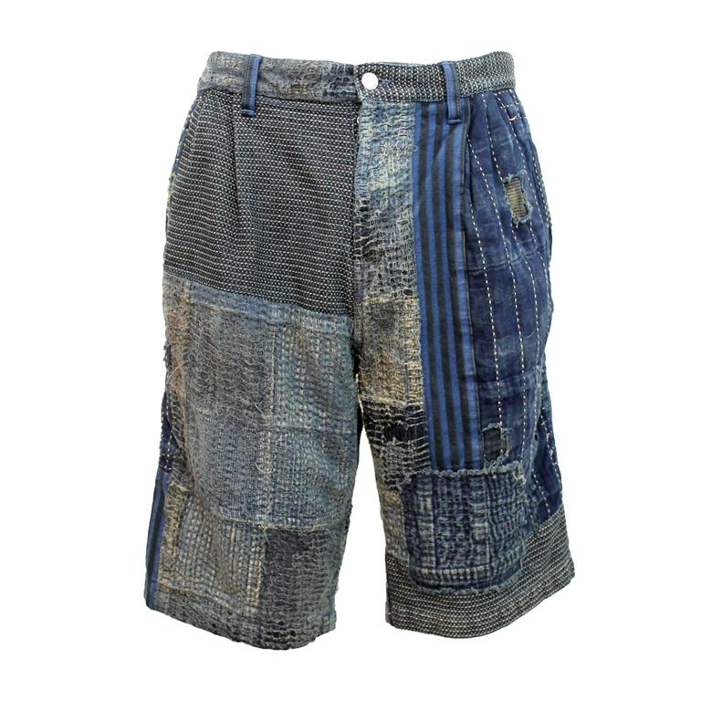 Louis Vuitton SS13 Mens Denim Patchwork Shorts