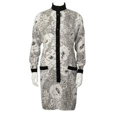 1980's Scherrer Cream & Black Print Wool Dress 9