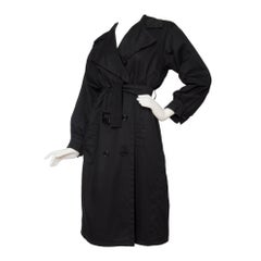 1970s Black Yves Saint Laurent Rive Gauche Cotton Trench Coat