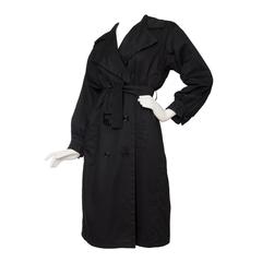 1960s Black Yves Saint Laurent Rive Gauche Cotton Trench Coat 8