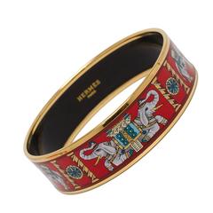 Vintage Hermes "Torana" Wide Printed Enamel Bracelet GM (70)