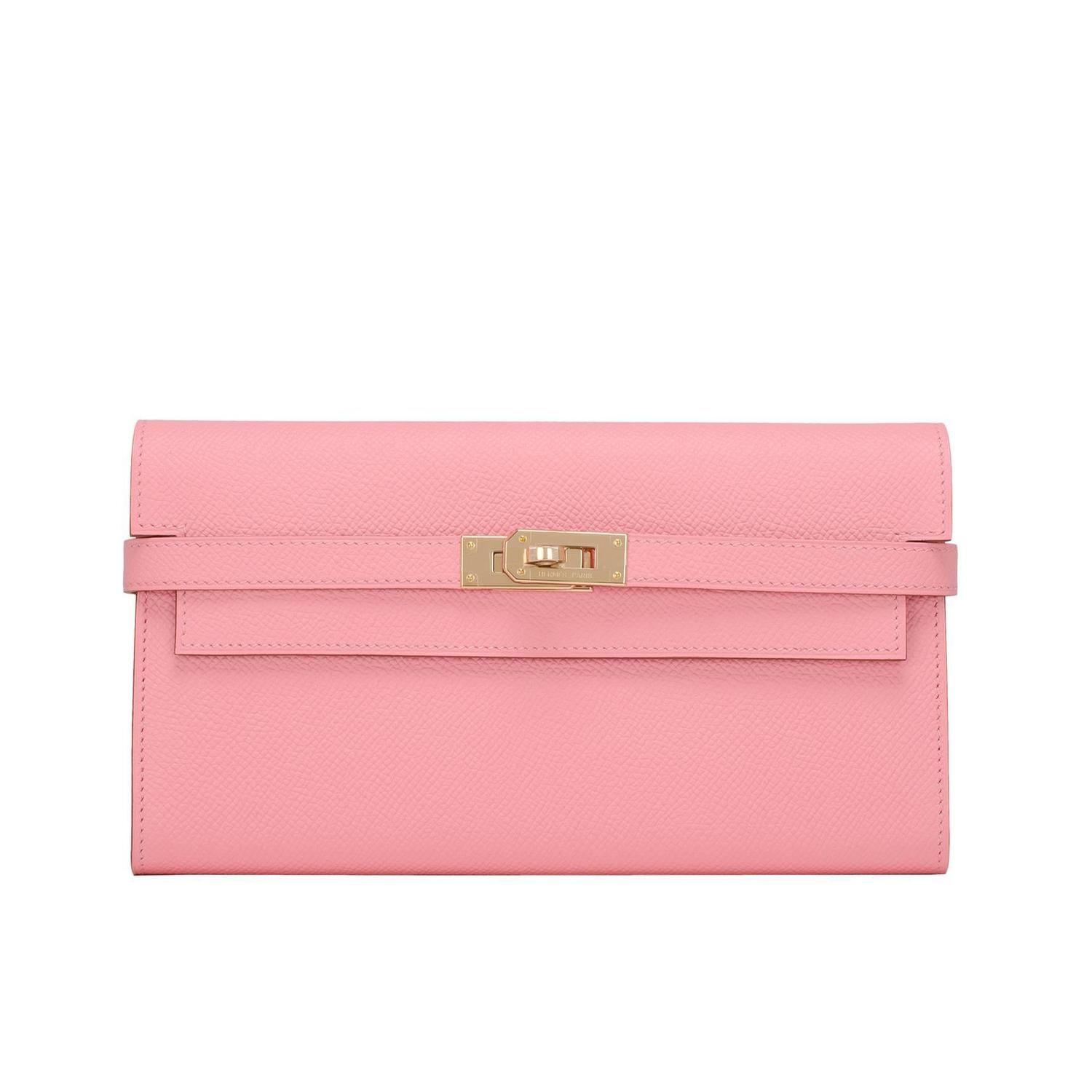 Hermes Rose Confetti Epsom Kelly Longue Wallet Gold Hardware For ...  
