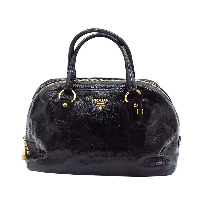 Prada Bauletto Bowler bag Black Patent / Vernice Leather at 1stdibs