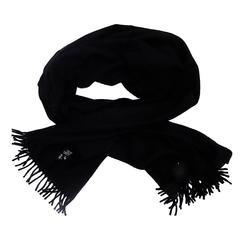 Hermes Black Cashmere extra wide shawl scarf with fringes