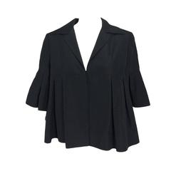 Christian Dior black silk cropped pleated jacket with pleated sleeves 