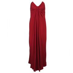 Fabulous John Anthony candy apple red silk strapless column gown 1980s