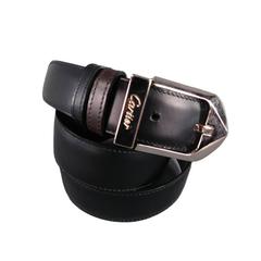 CARTIER Black & Brown Dual Tone Reversible Leather Belt Silver Buckle