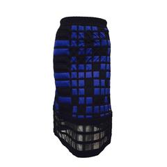 Chanel Black and Royal Blue Colorblocked Quilted A-Line Skirt With Sheer Hem 8
