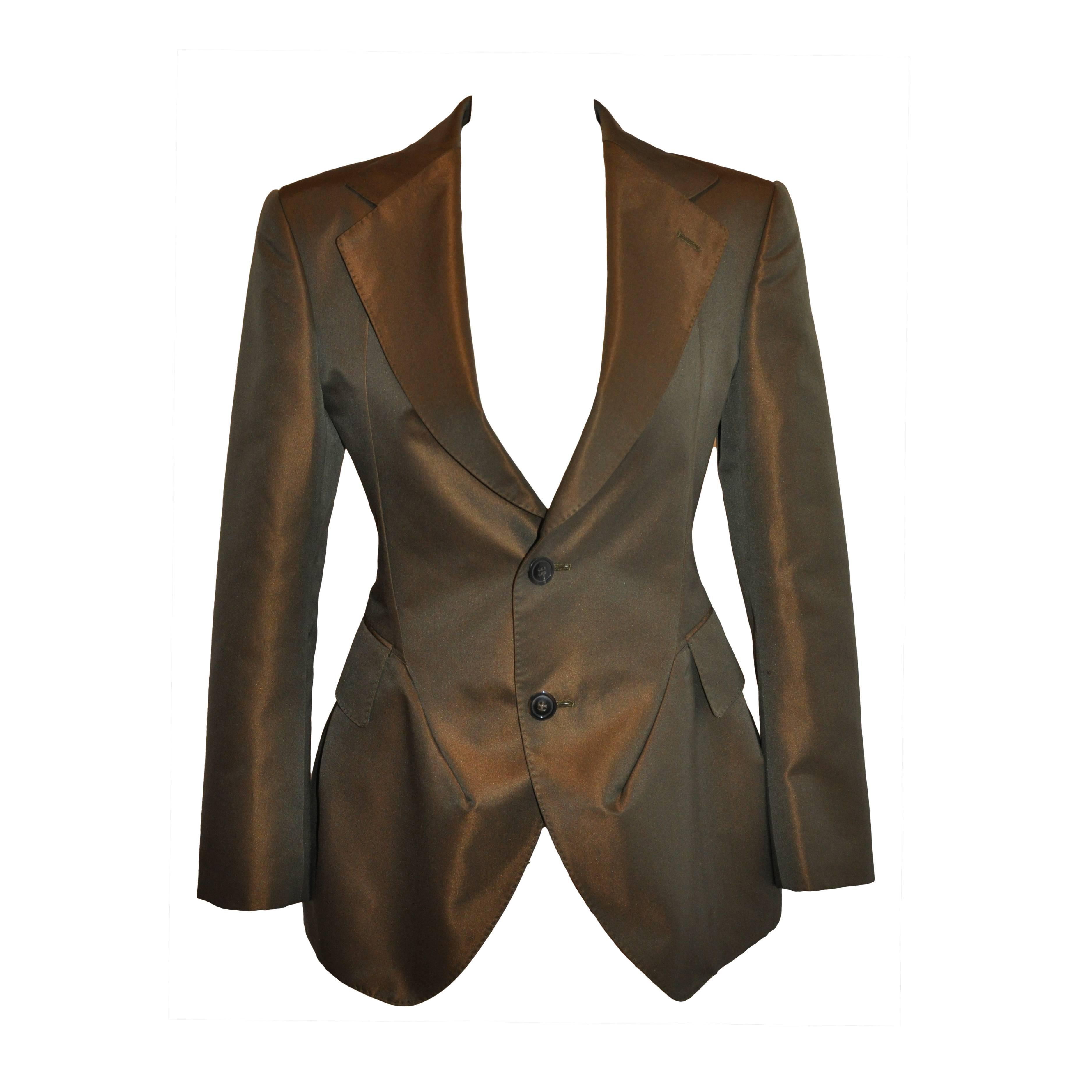 Junya Watanabe for Comme des Garcons Bronze Silk Deconstructed Blazer For Sale