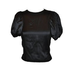 Prada Black Wool/ Cashmere/ Silk with Puff Sleeve Pullover Top