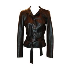 Chanel Black Leather Jacket w/ belt "India Collection"- Sz 38