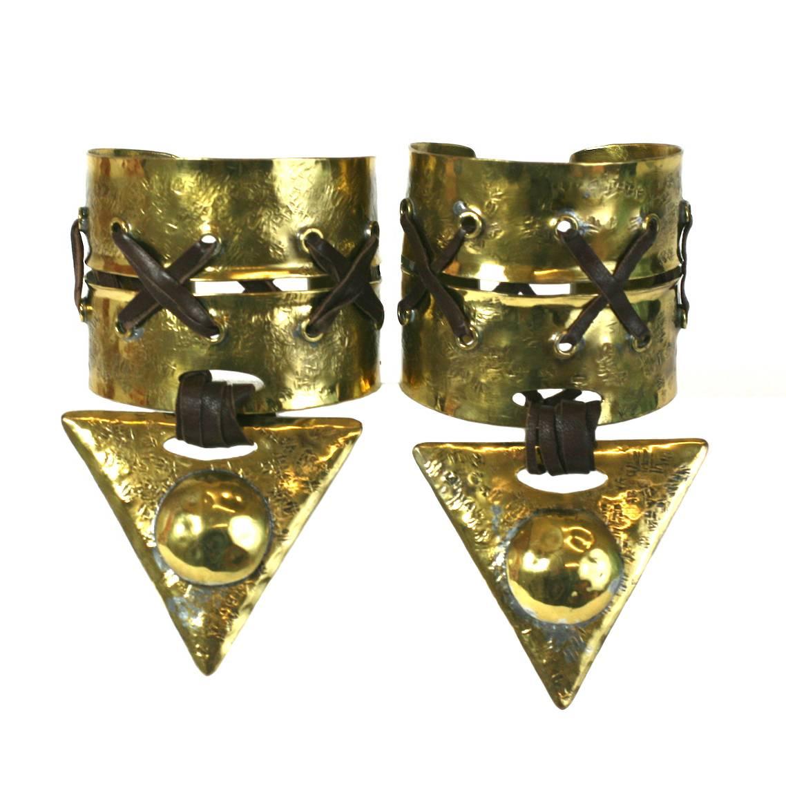 Hand hammered Cuffs, Claire Deve for Claude Montana  AW 1981 For Sale