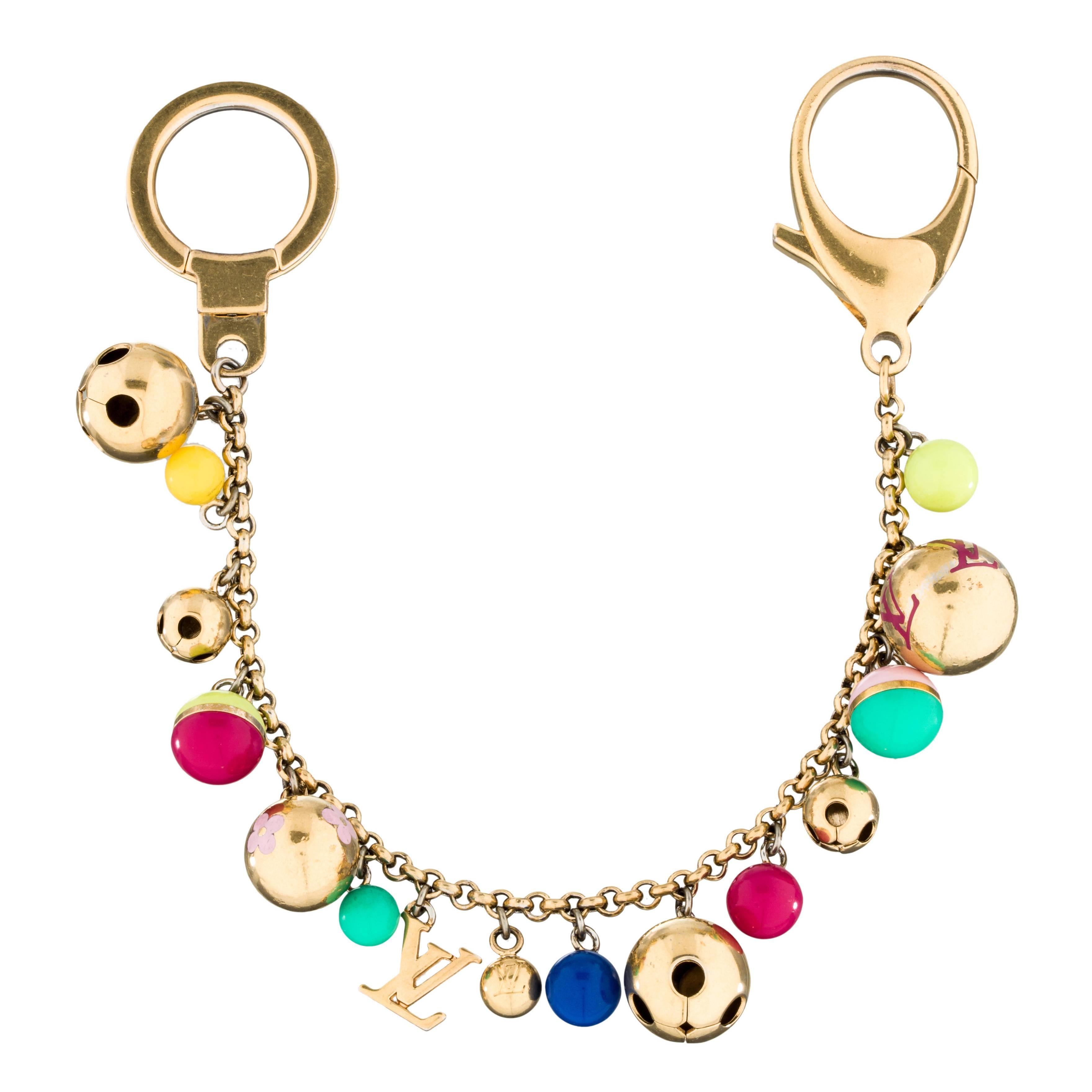Louis Vuitton Multicolor Gold Tone Logo Key Bag Charm Chain
