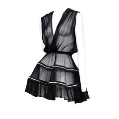 Jean Paul Gaultier Black Chiffon Zipper Dress 