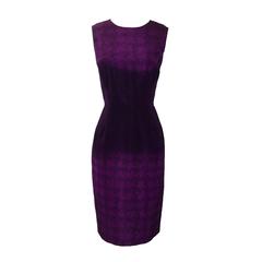 Oscar de la Renta Purple Ombre Houndstooth Check Silk Cocktail Dress 1