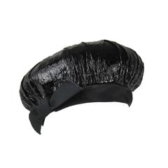Mod Black 1960s Pill Box Beret Hat 12