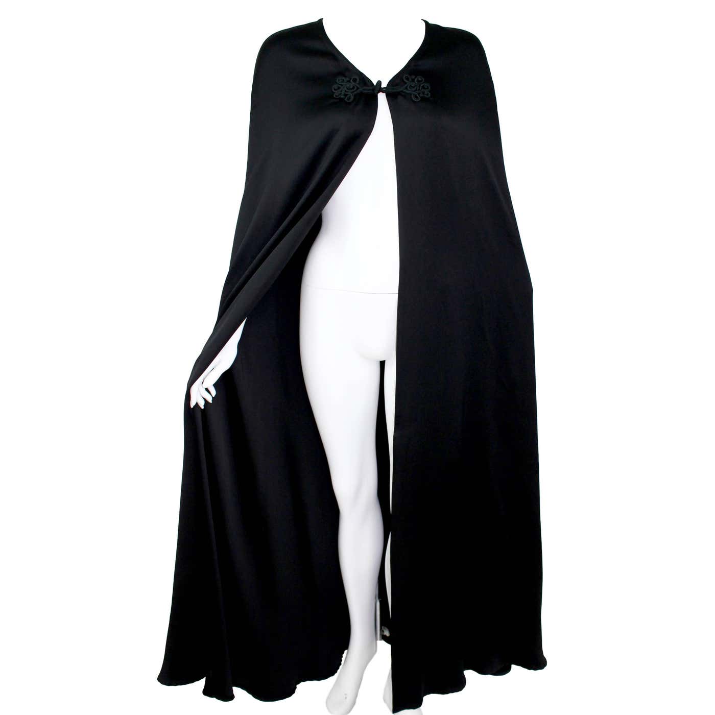 Valentino Haute Couture Vintage Black Silk Satin Cape at 1stDibs ...
