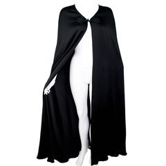 Valentino Haute Couture Vintage Black Silk Satin Cape 5
