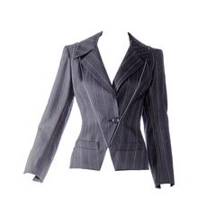 1990s ALAIA black and grey pin striped blazer 3